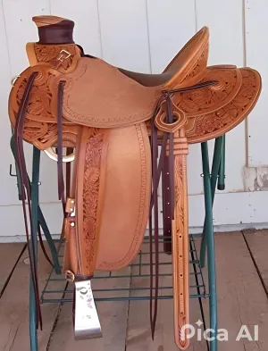 Umrah International Handmade Wade Tree A Fork Roping Ranch Hand Carving Work Premium Western Saddles for Horses Leather Equestrian Trail Horse Saddles Tack Size 10-18 inches Seat Available