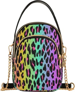Unicorn Background with Rainbow Crossbody Handbags for Women Casual Leather Shoulder Phone Purse