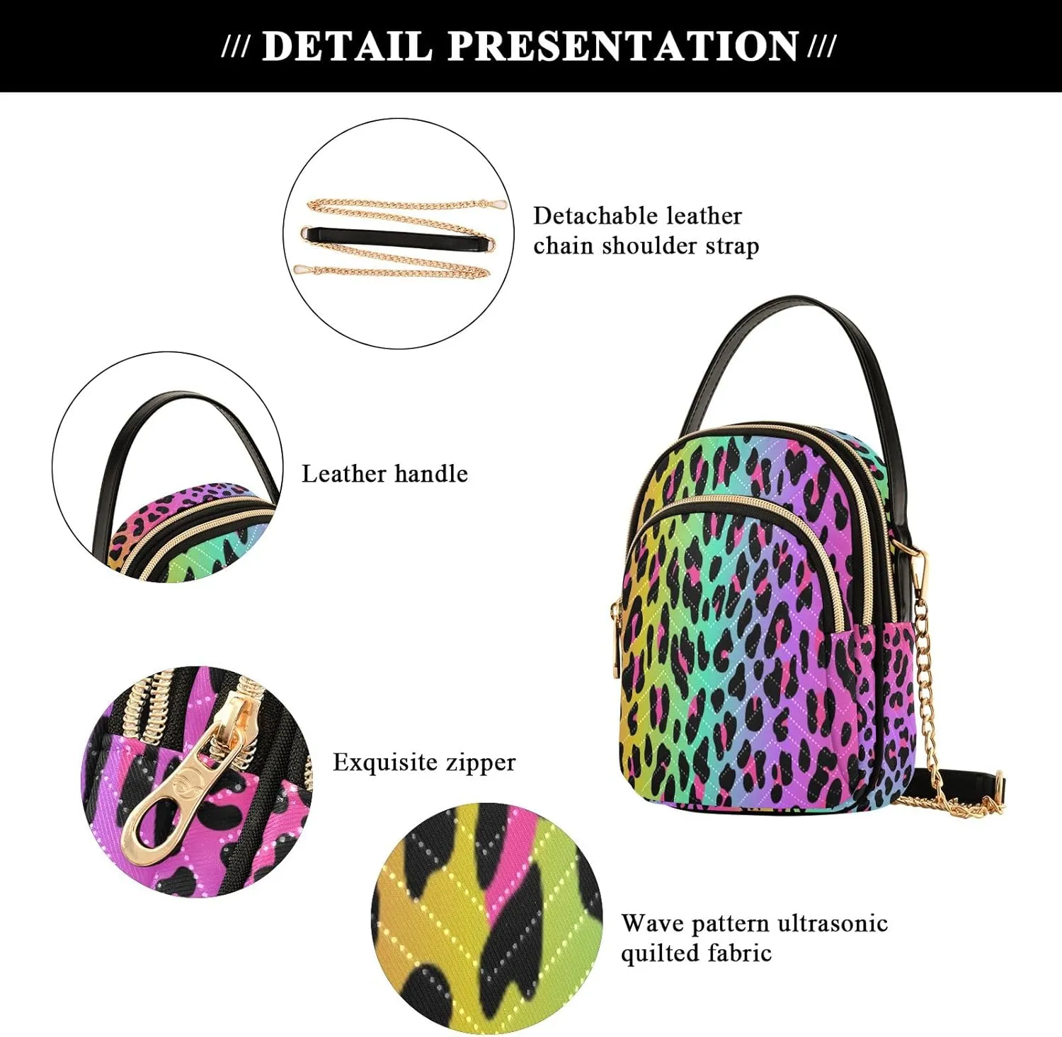 Unicorn Background with Rainbow Crossbody Handbags for Women Casual Leather Shoulder Phone Purse