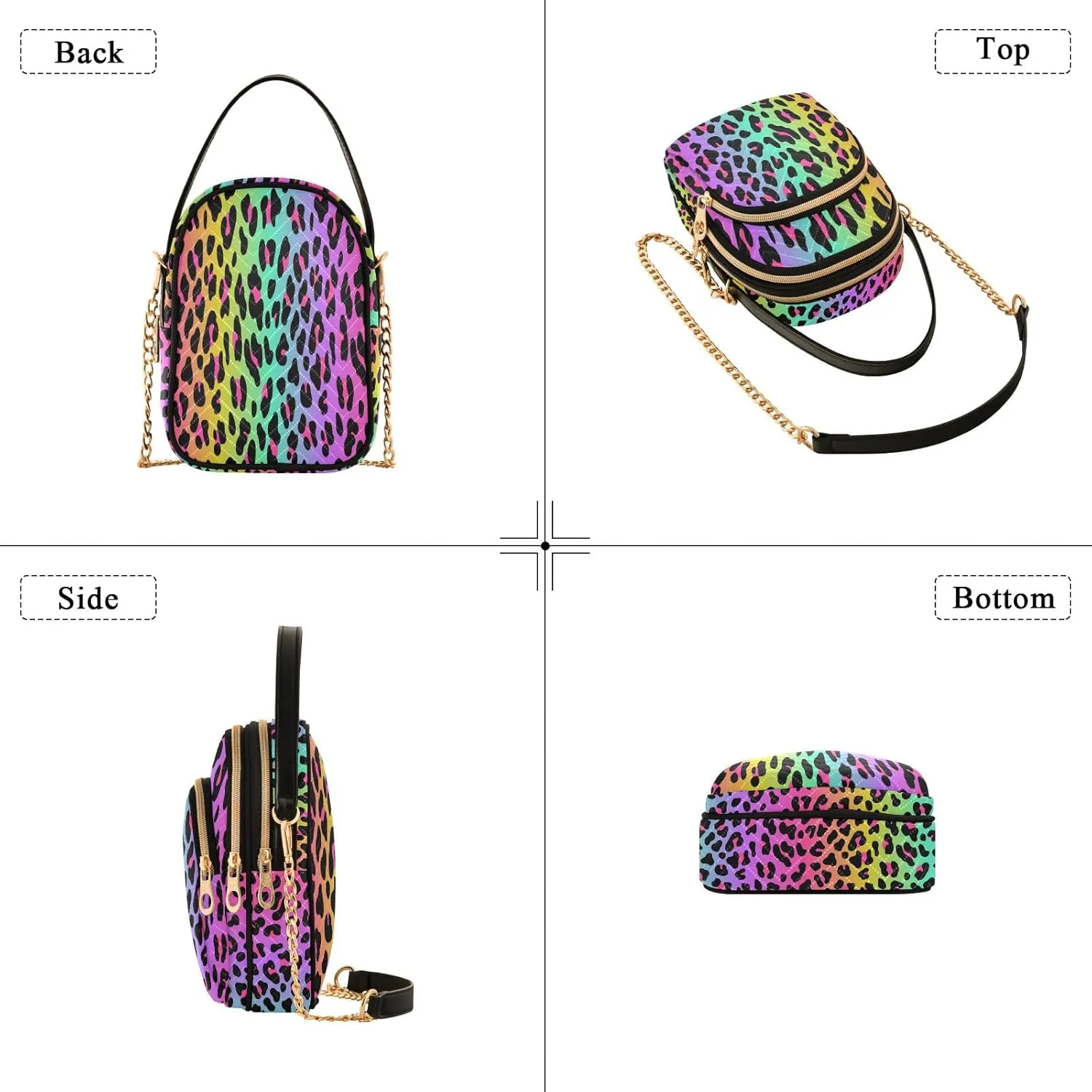 Unicorn Background with Rainbow Crossbody Handbags for Women Casual Leather Shoulder Phone Purse