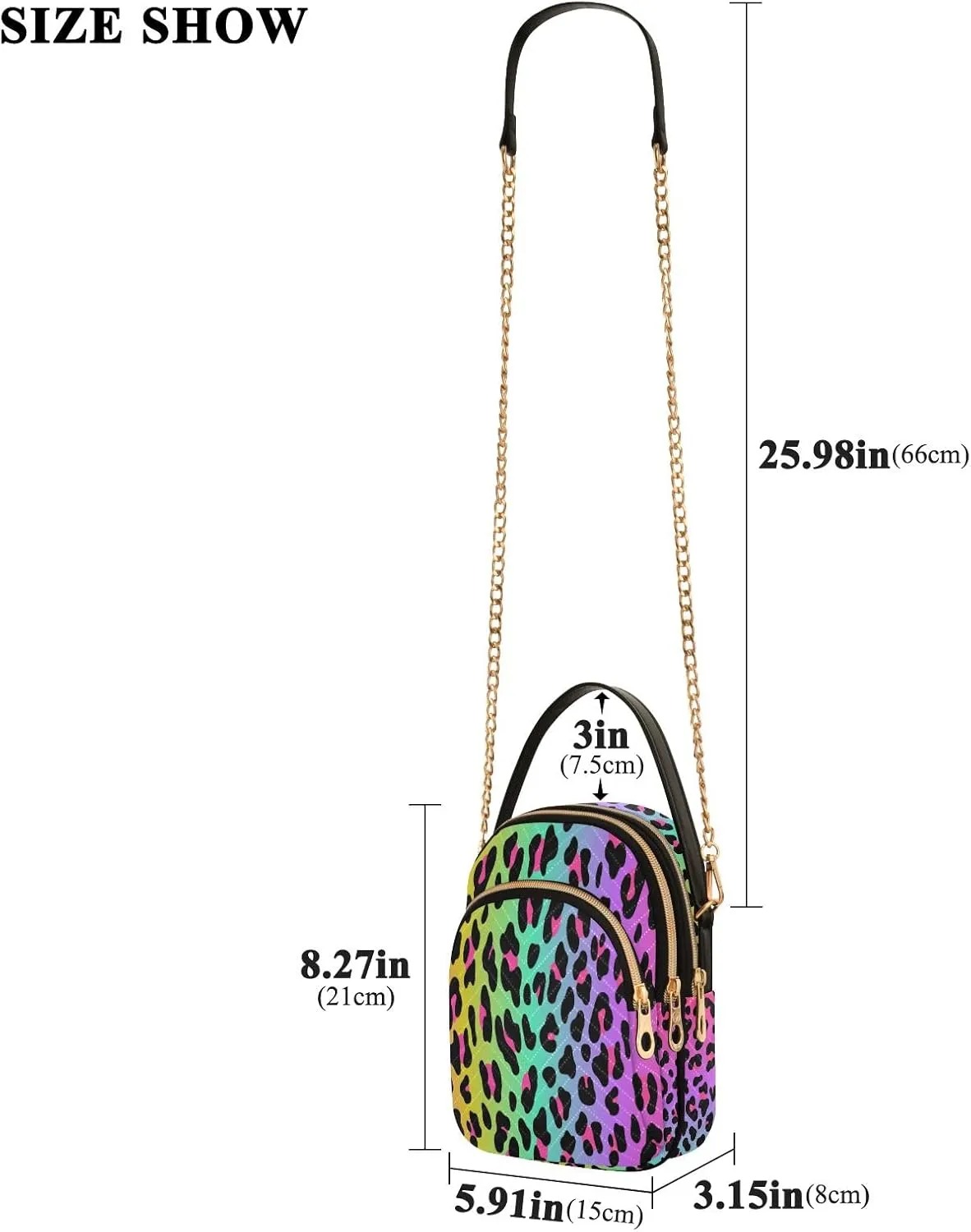 Unicorn Background with Rainbow Crossbody Handbags for Women Casual Leather Shoulder Phone Purse