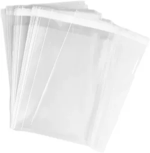 UNIQUEPACKING 100 Pcs 10x13 Clear Resealable Cello/Cellophane Bags Good for Clothing T-Shirt Stroage