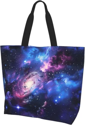 Universe Galaxy Star Space Printed Shoulder Bag for Women Casual Handbag Shopping Bag Black One Size, black, Einheitsgröße
