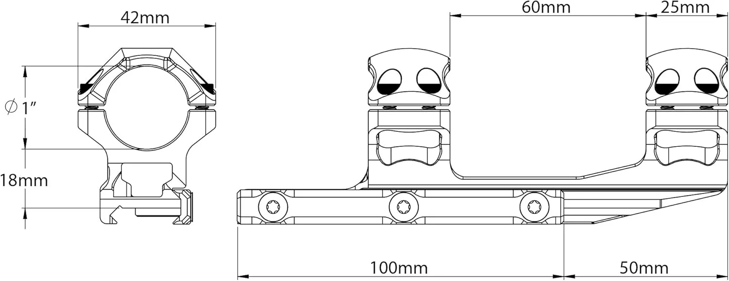 UTGUTG ACCU-SYNC™ 1" Med. Profile 50mm Offset Pic. Rings,
