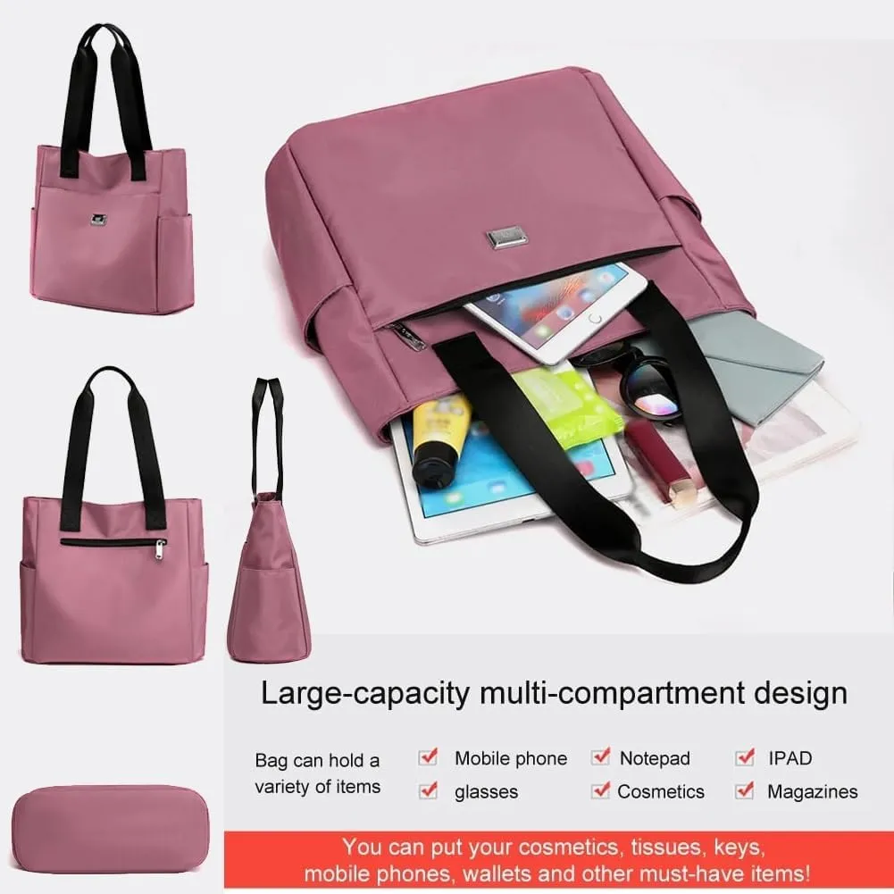 Utrum Large Capacity Water Repellent Multi Pocket Nylon Shoulder Bag, Waterproof Tote Bags for Women, Large Handbags Purses