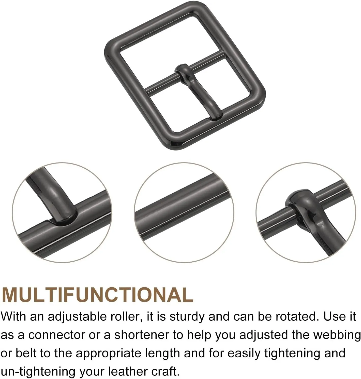 uxcell Metal Roller Buckle, Single Prong Belt Buckle Center Bar Buckle for Leather Craft Accessories Belt