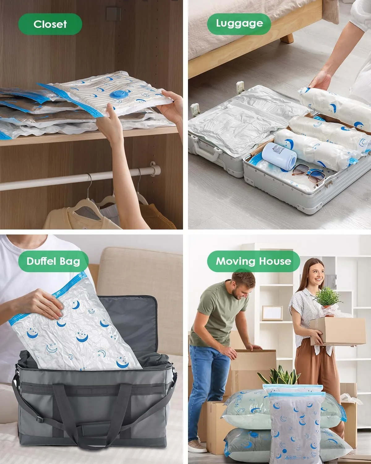 Vacuum Storage Bags with Electric Pump, 25 Pack Vacuum Sealed Bag with 1500mAh Rechargeable Battery for Clothes, Blanket, Duvets, Pillows, Comforters, Travel