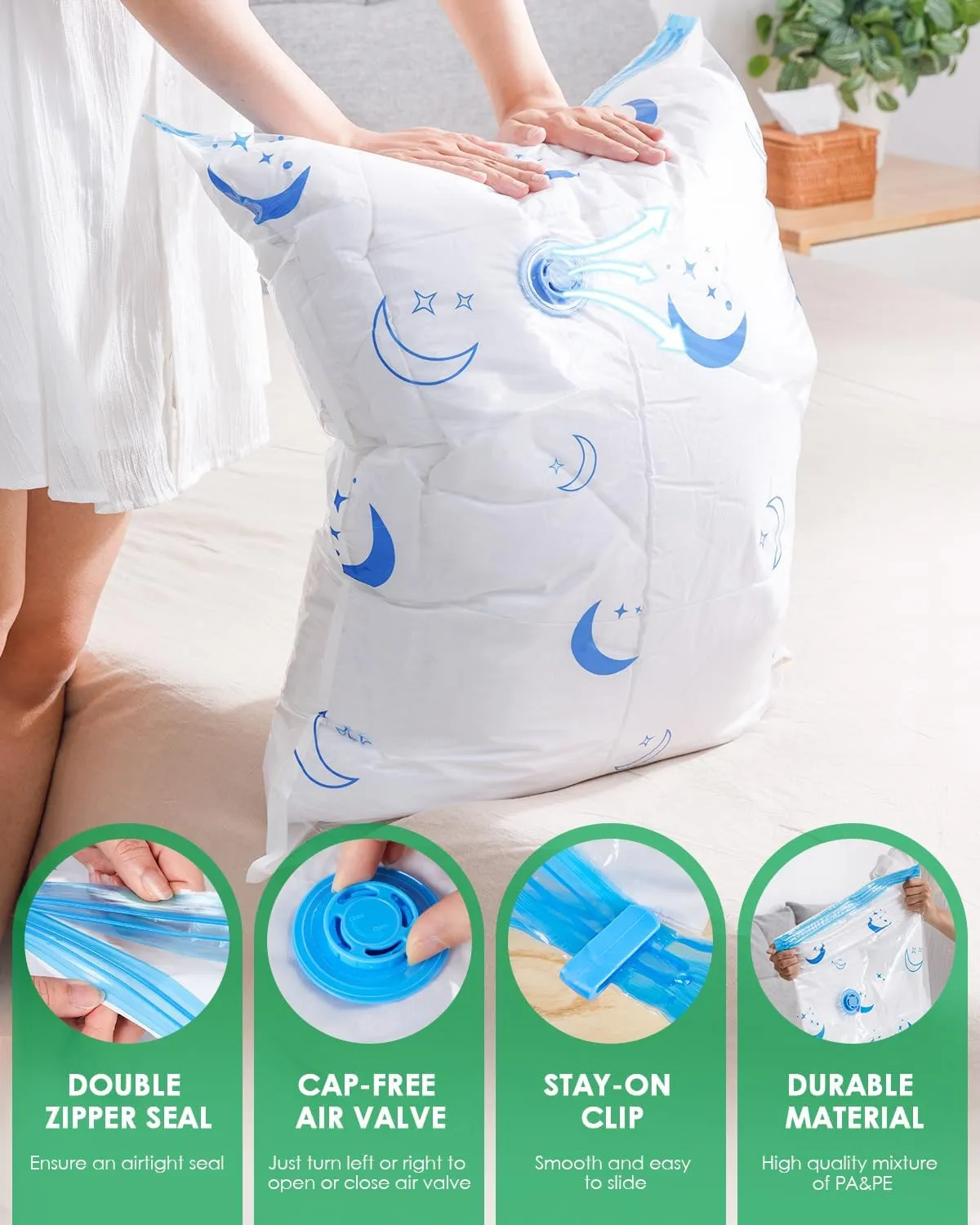 Vacuum Storage Bags with Electric Pump, 25 Pack Vacuum Sealed Bag with 1500mAh Rechargeable Battery for Clothes, Blanket, Duvets, Pillows, Comforters, Travel