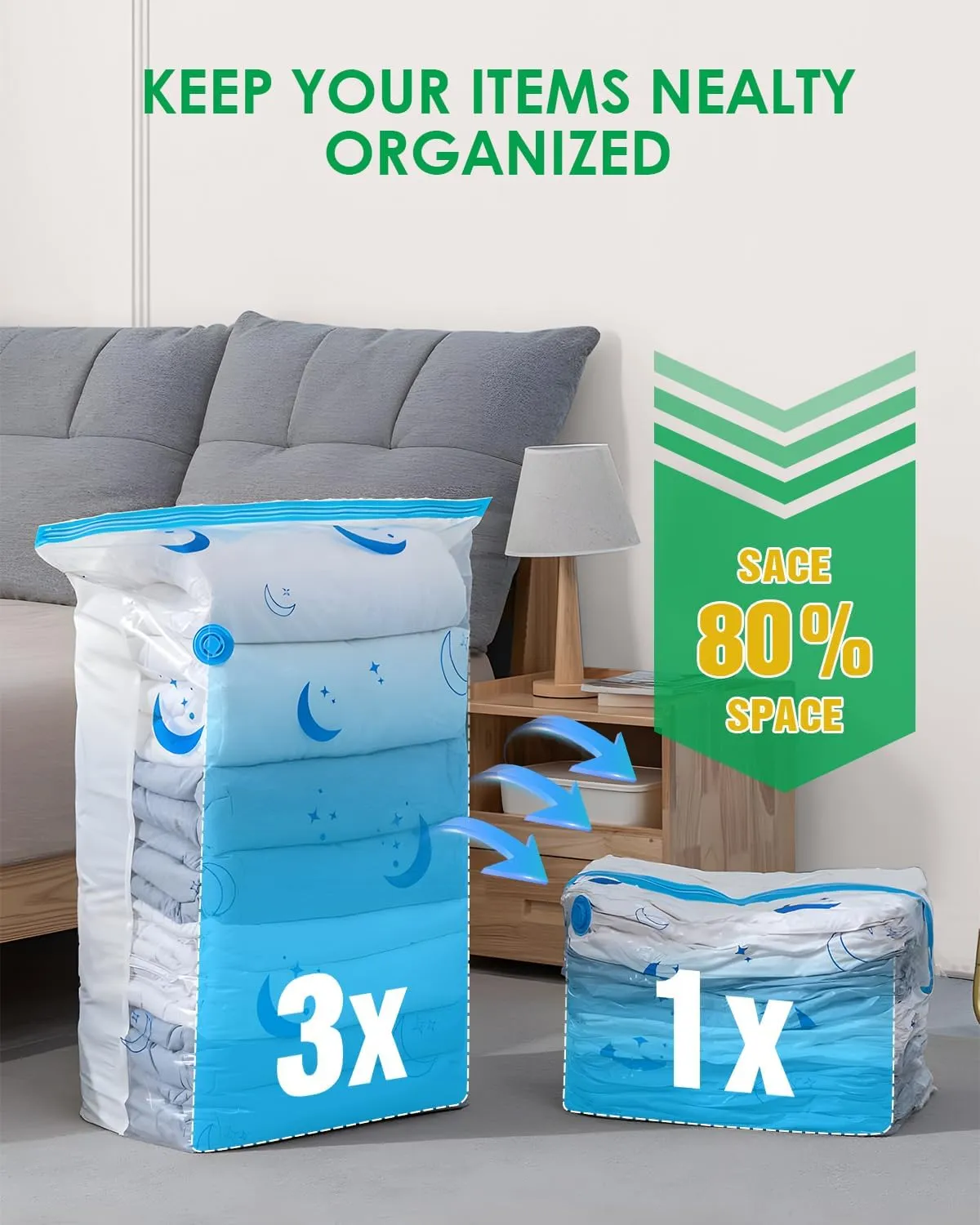 Vacuum Storage Bags with Electric Pump, 25 Pack Vacuum Sealed Bag with 1500mAh Rechargeable Battery for Clothes, Blanket, Duvets, Pillows, Comforters, Travel