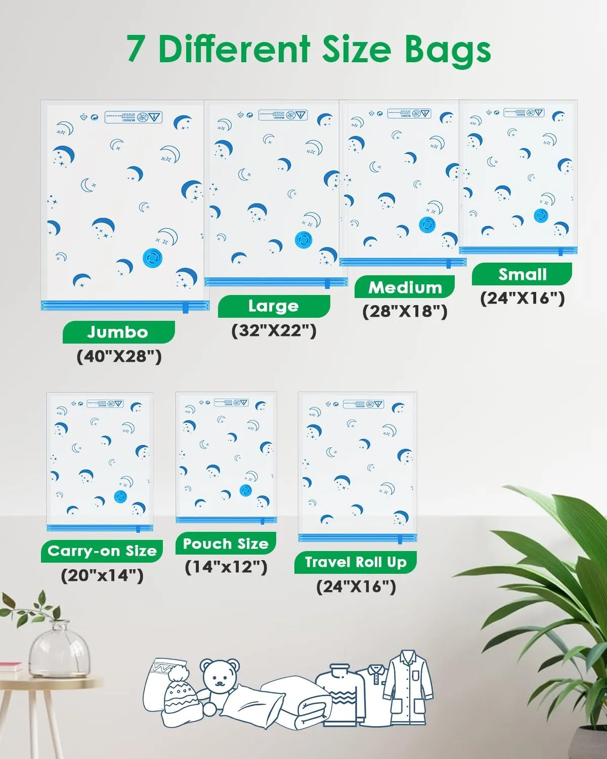 Vacuum Storage Bags with Electric Pump, 25 Pack Vacuum Sealed Bag with 1500mAh Rechargeable Battery for Clothes, Blanket, Duvets, Pillows, Comforters, Travel