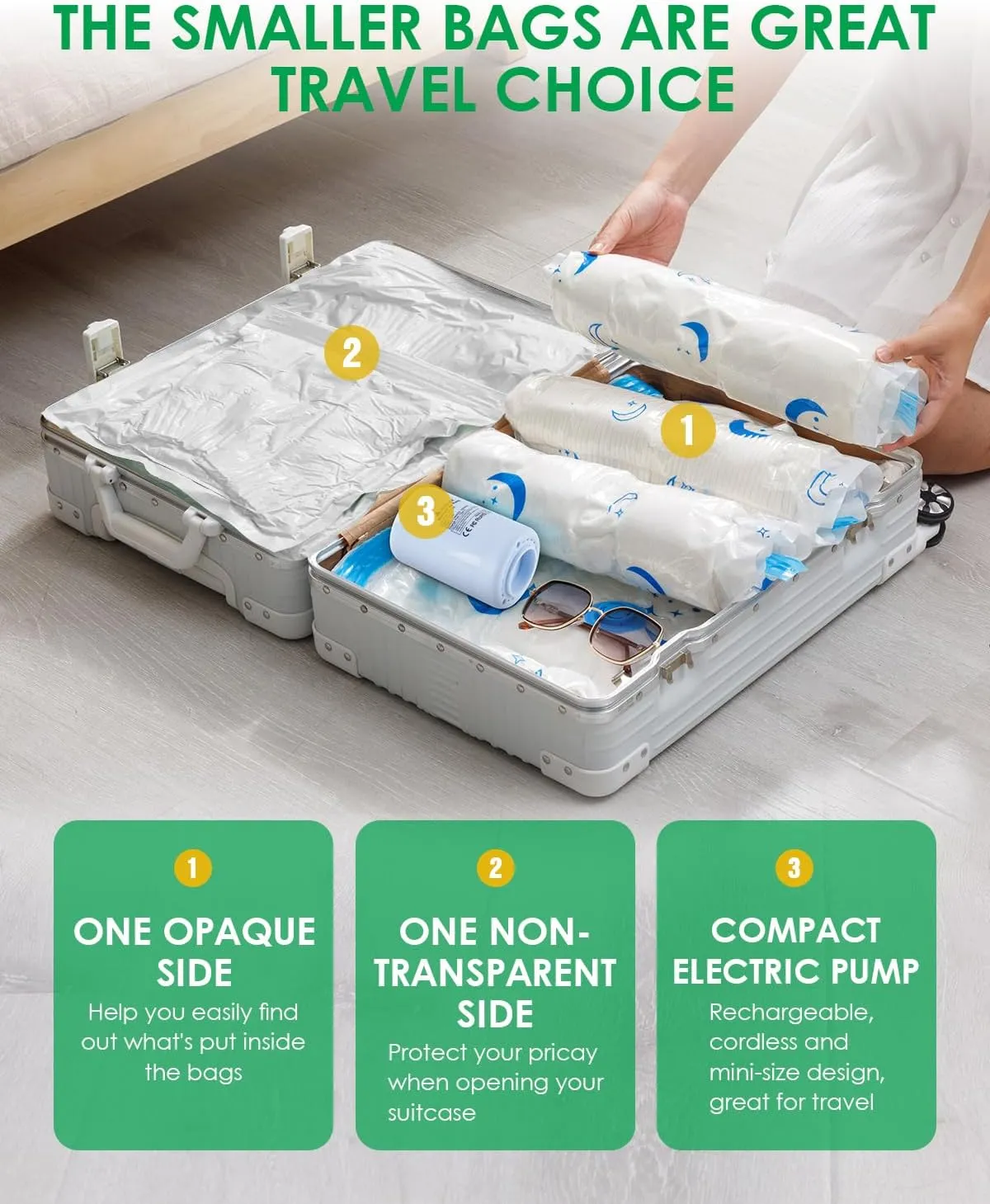 Vacuum Storage Bags with Electric Pump, 25 Pack Vacuum Sealed Bag with 1500mAh Rechargeable Battery for Clothes, Blanket, Duvets, Pillows, Comforters, Travel