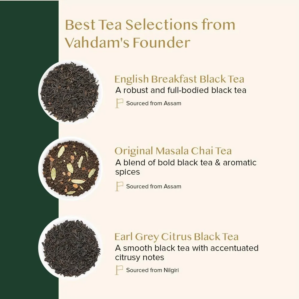 VAHDAM, Assorted Tea Gift Set (6 Varieties, 36 Tea Bags) - Variety Pack - Black, Green, Chai and Herbal Tea Sampler | Gifts Set for Lovers | Gifts for Women and Men