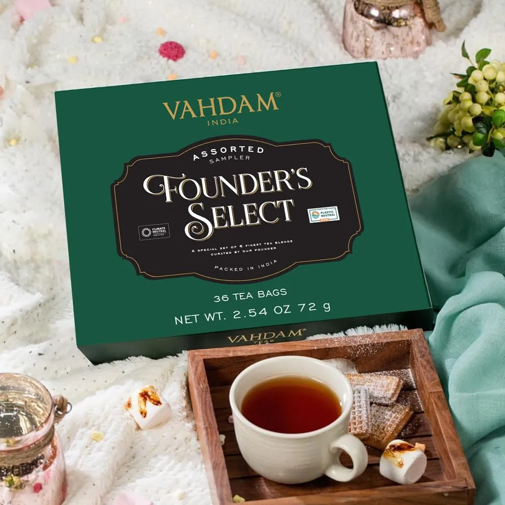 VAHDAM, Assorted Tea Gift Set (6 Varieties, 36 Tea Bags) - Variety Pack - Black, Green, Chai and Herbal Tea Sampler | Gifts Set for Lovers | Gifts for Women and Men