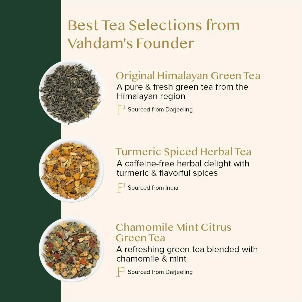 VAHDAM, Assorted Tea Gift Set (6 Varieties, 36 Tea Bags) - Variety Pack - Black, Green, Chai and Herbal Tea Sampler | Gifts Set for Lovers | Gifts for Women and Men