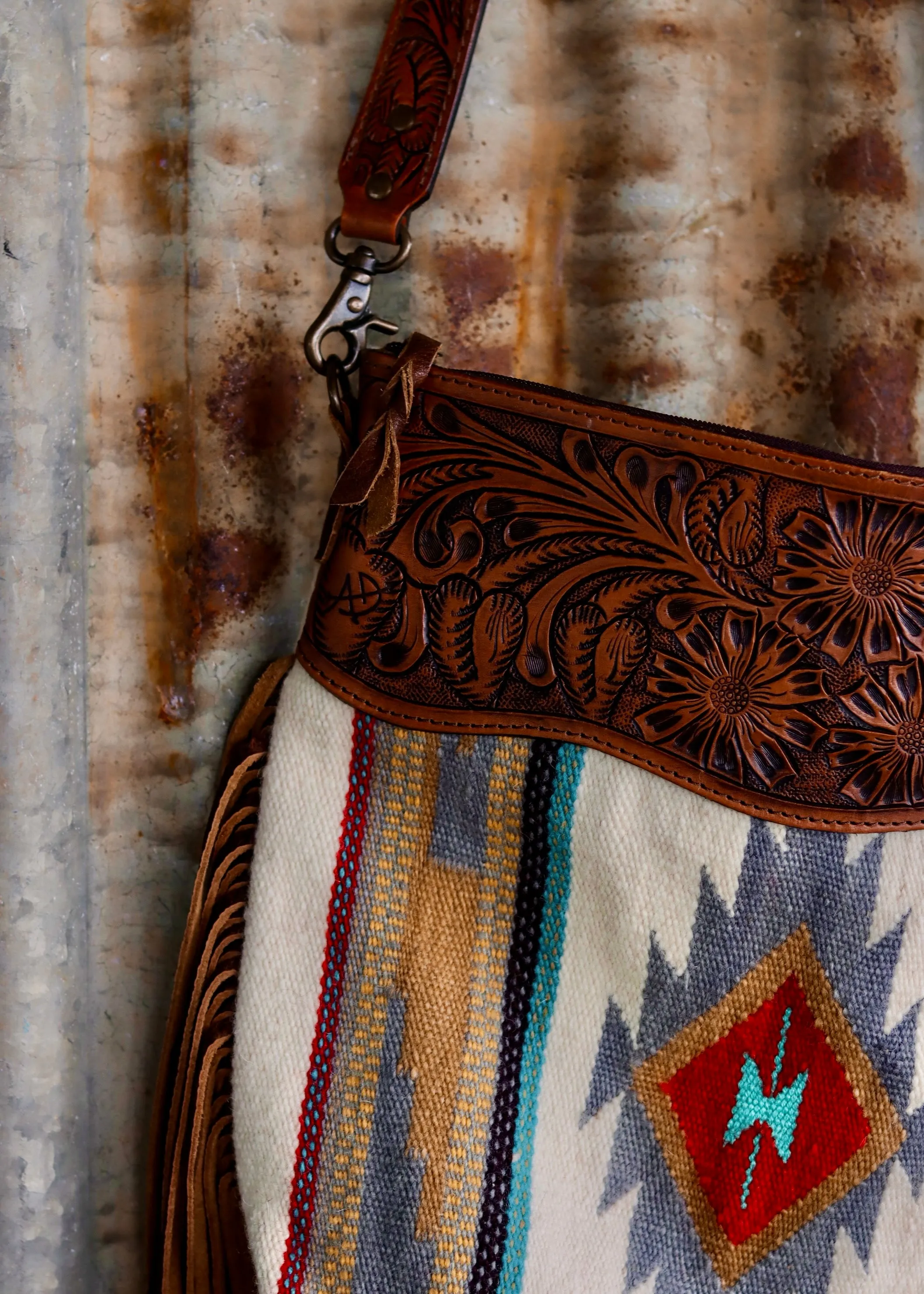 Valma Tooled Leather Saddle Blanket Bag