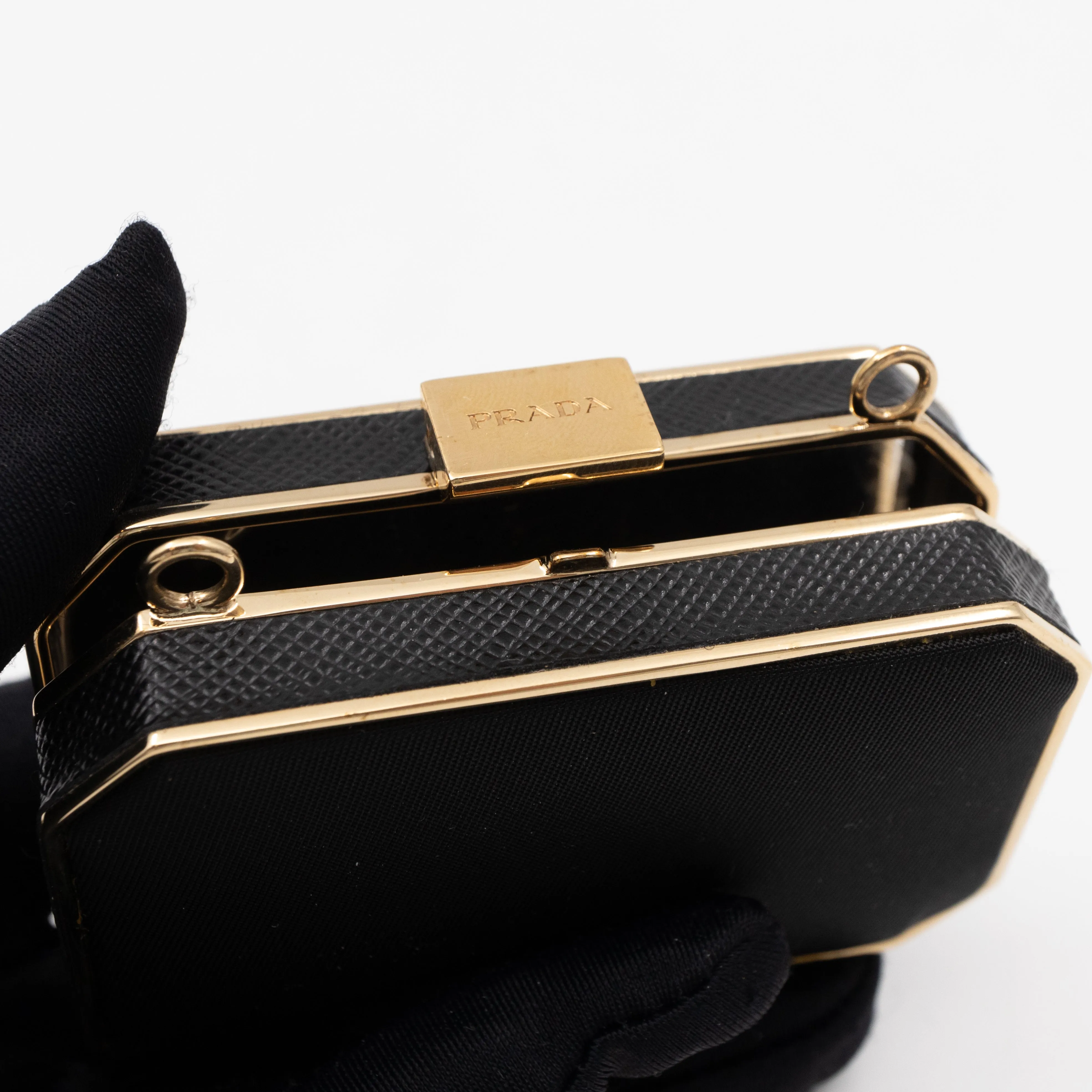 Vanity Case Black Nylon Saffiano Leather