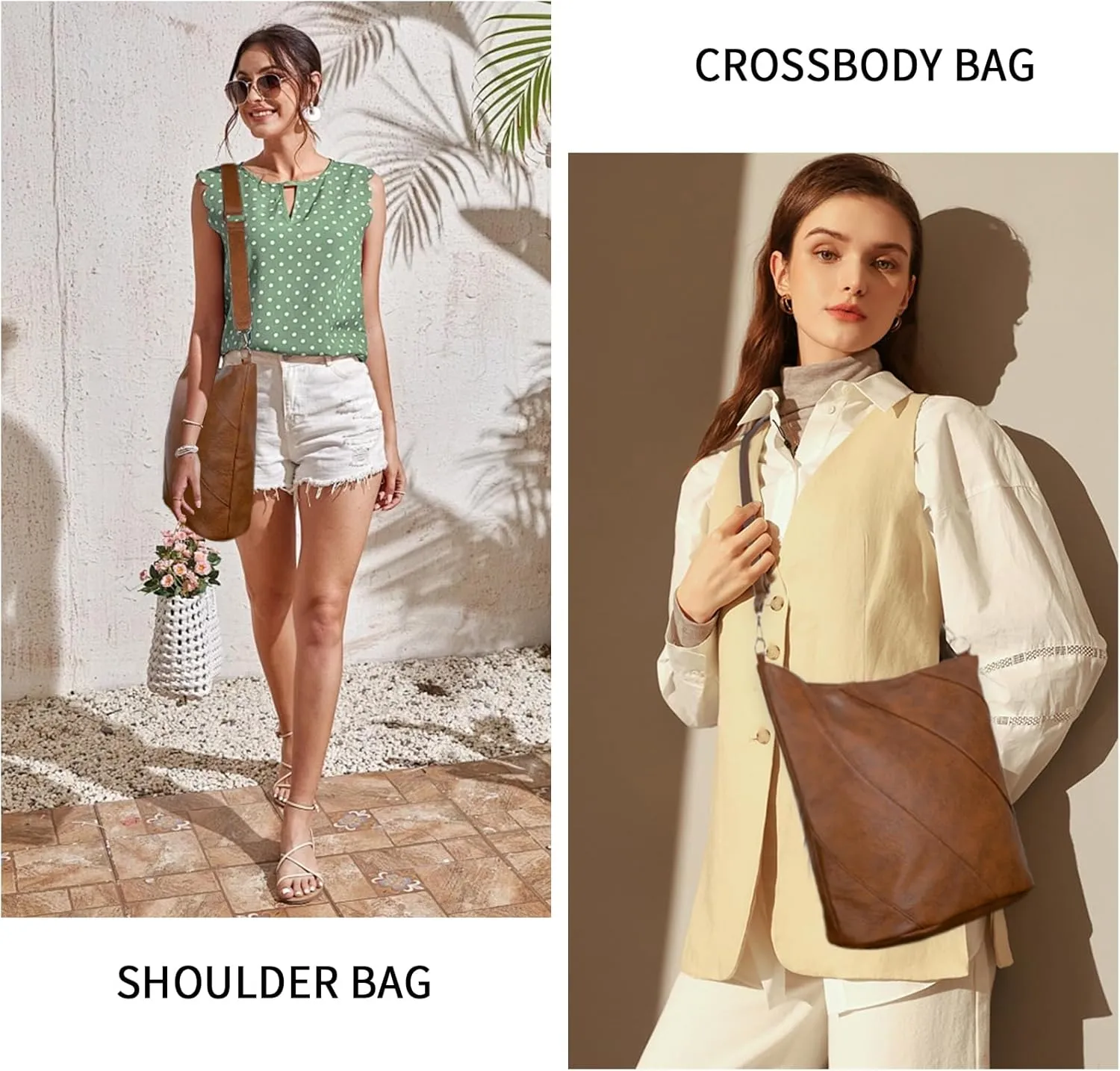 Vegan Leather Large Hobo Bags for Women Soft Purses Bucket Bag Shoulder Crossbody Messenger Bags