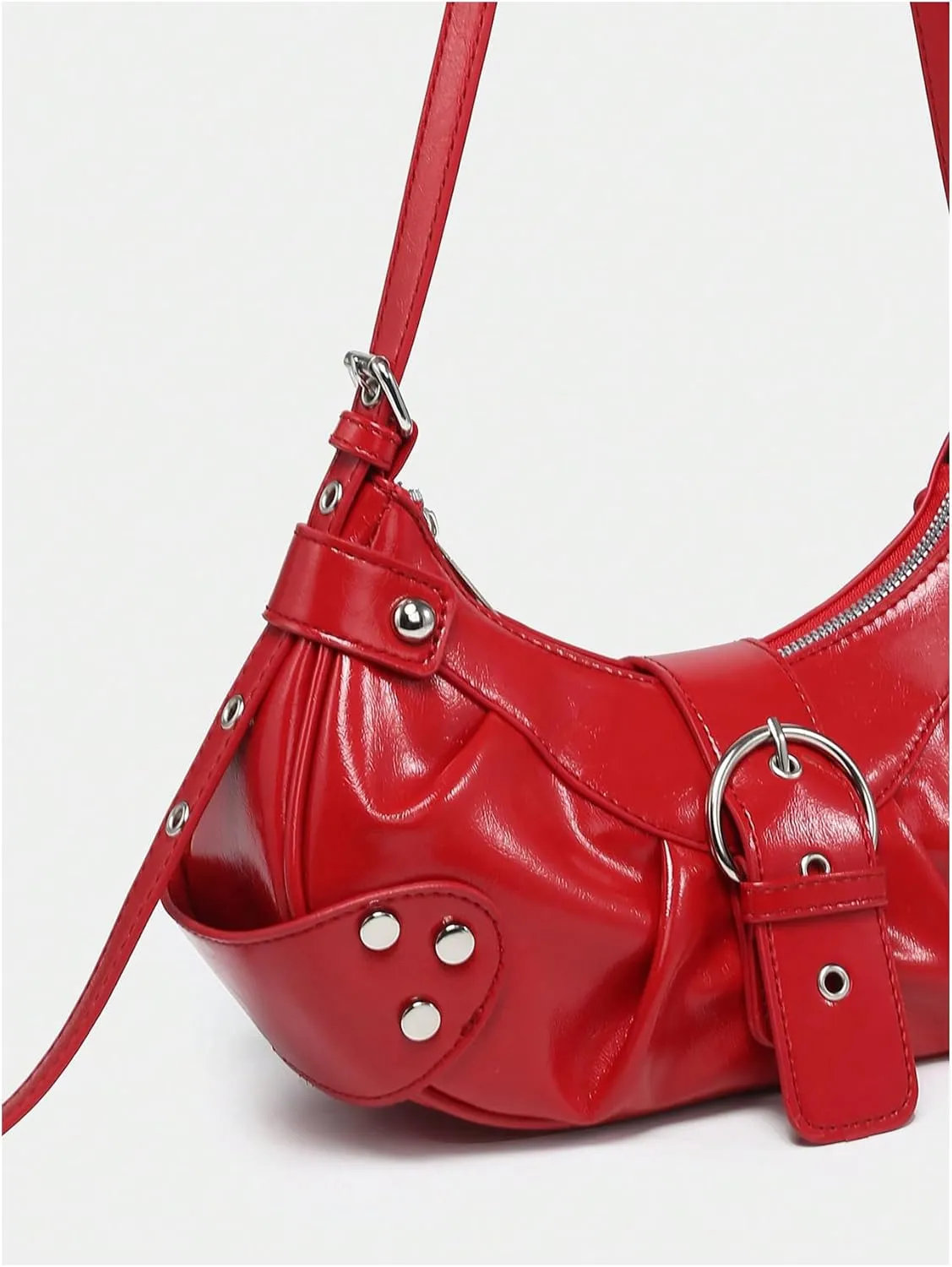 Verdusa Women's Pleated Hobo Shoulder Bags Metallic PU Leather Clutch Handbag