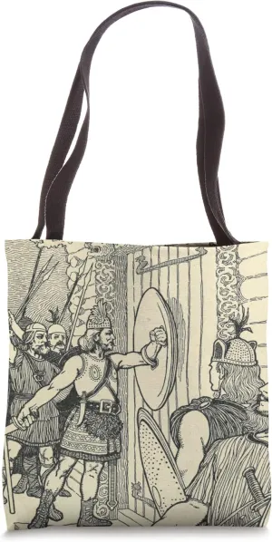 Viking Raid on a Anglo Village Illustration (1902) Tote Bag