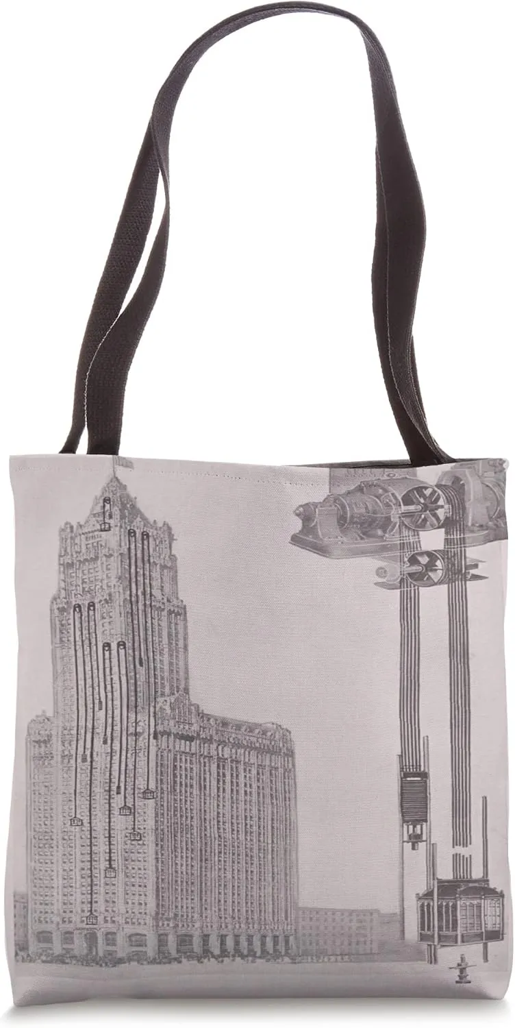 Vintage Elevator in a Skyscraper Illustrative Diagram (1914) Tote Bag