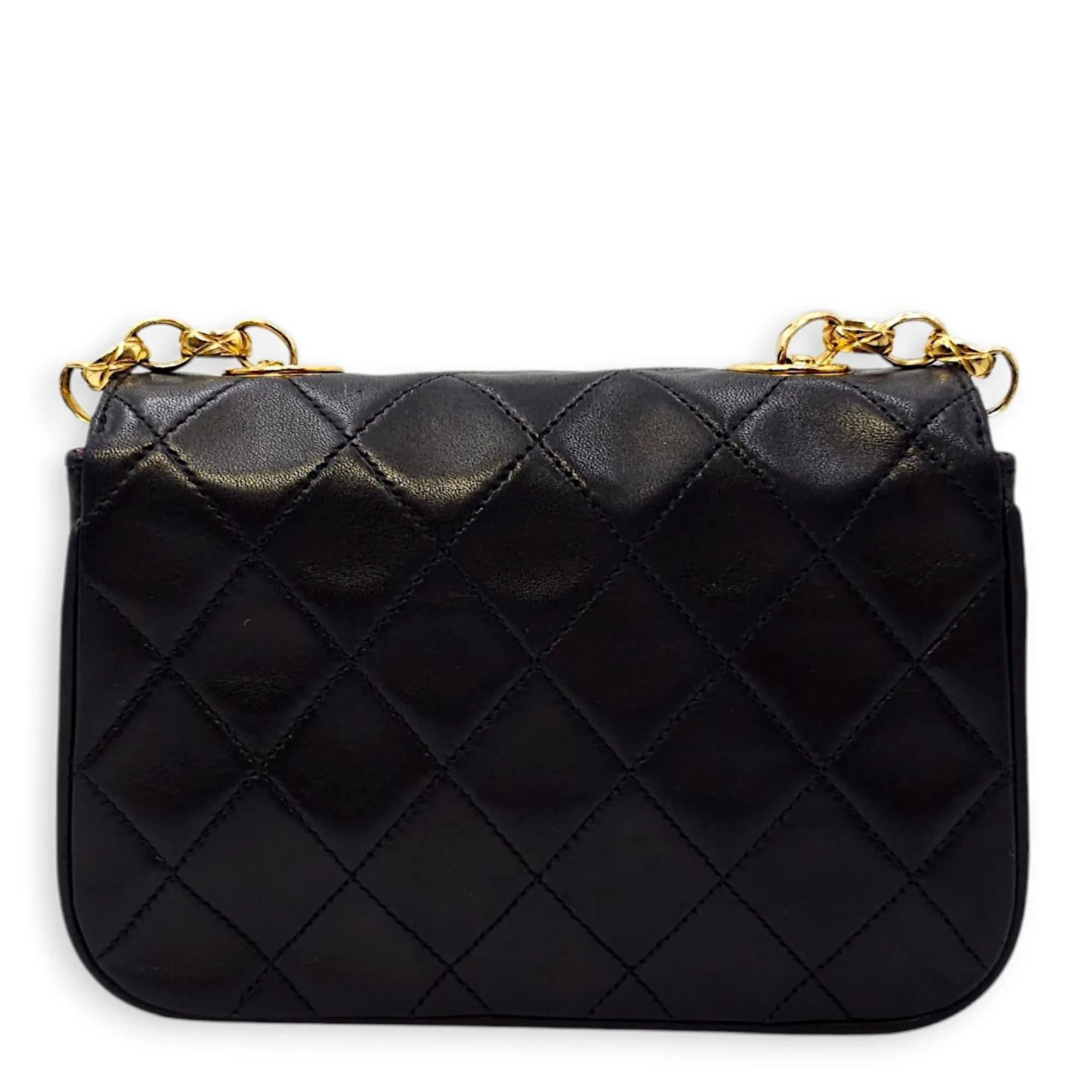 Vintage Flap with Bijoux Chain 17x11x5.5cm Black Crossbody Bag in Lambskin, Gold hardware