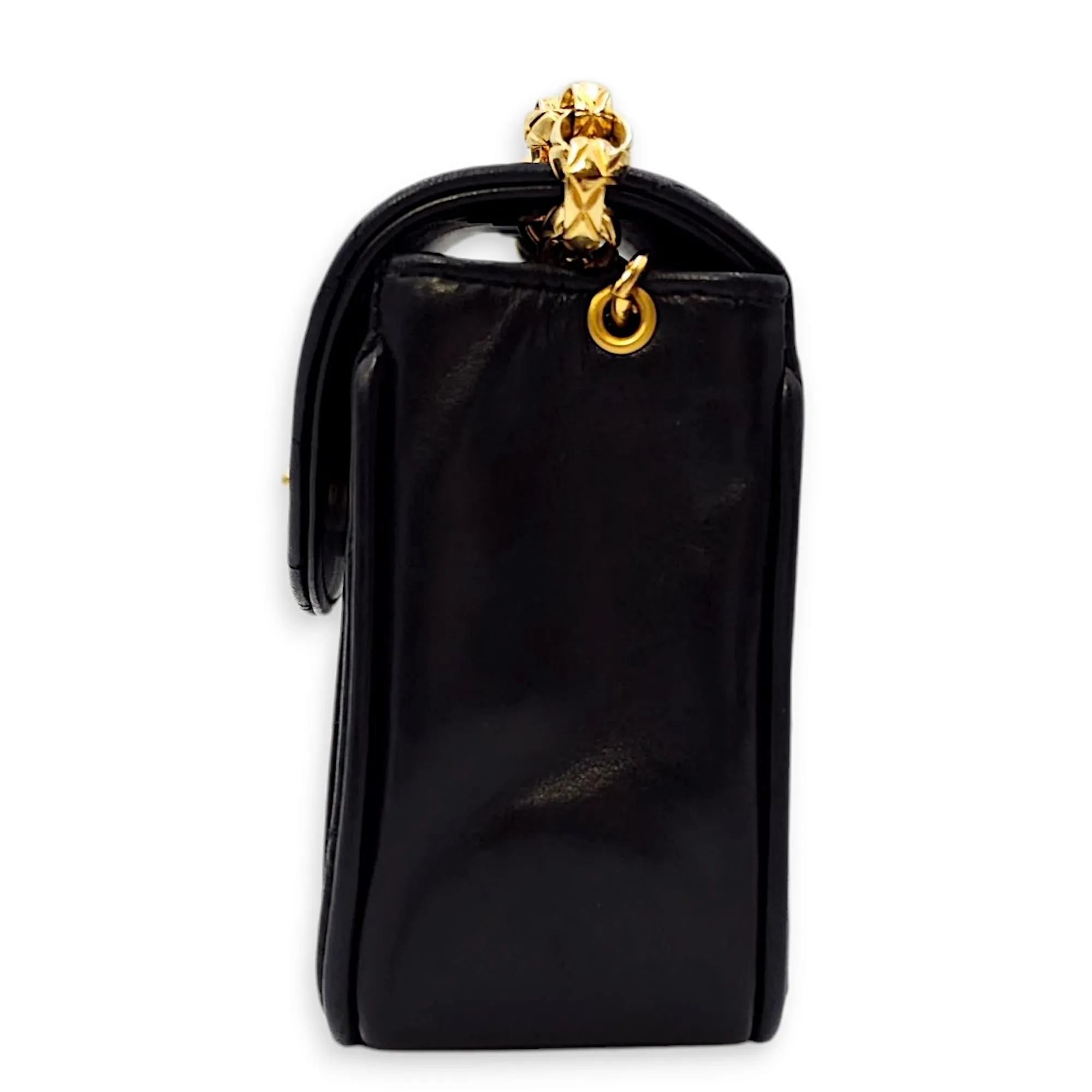 Vintage Flap with Bijoux Chain 17x11x5.5cm Black Crossbody Bag in Lambskin, Gold hardware