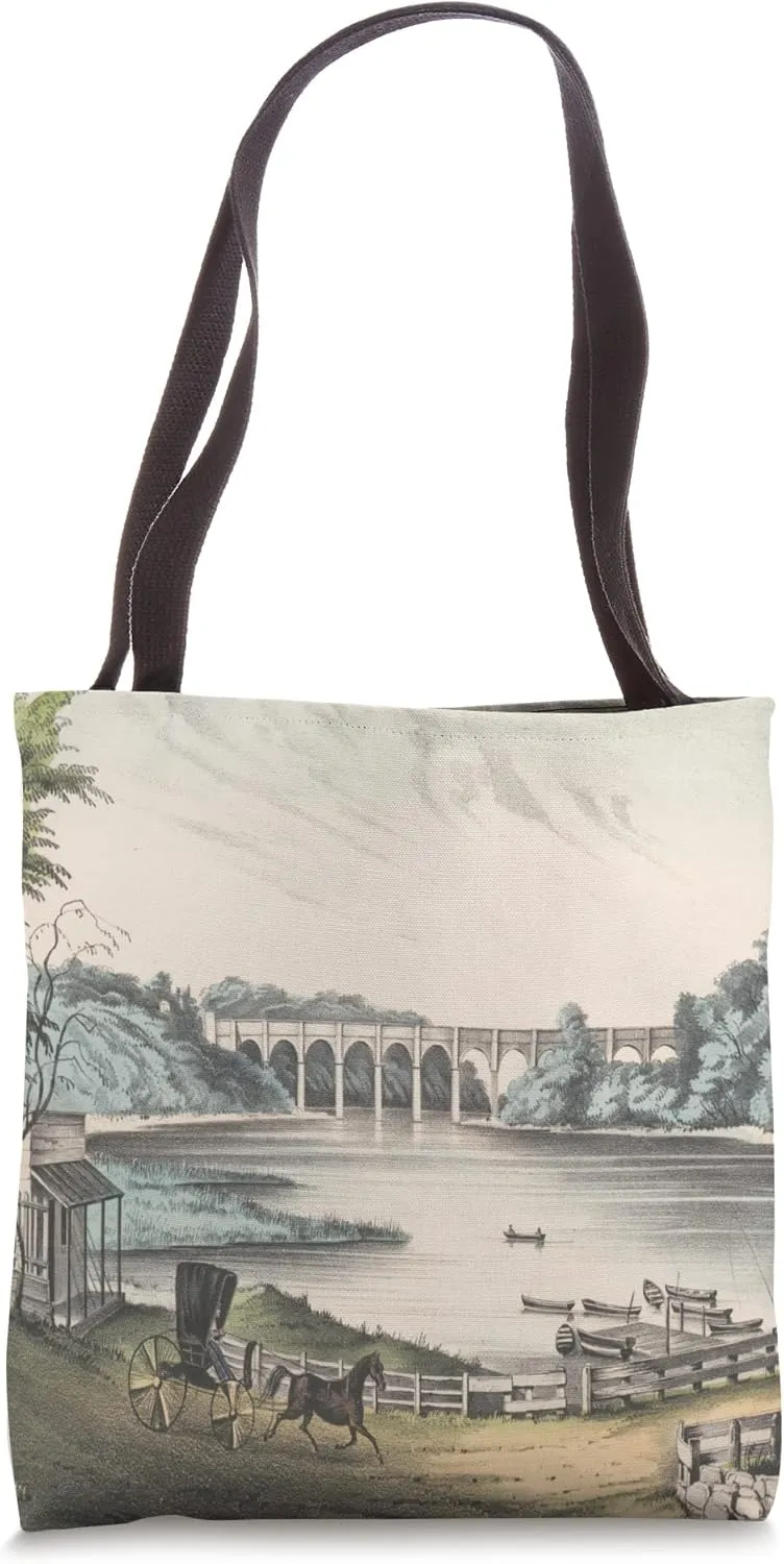 Vintage High Bridge of Harlem NY Illustration (1849) Tote Bag