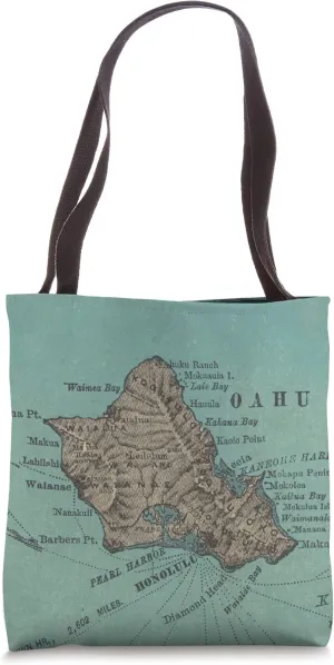 Vintage Oahu Hawaii Map (1891) Tote Bag