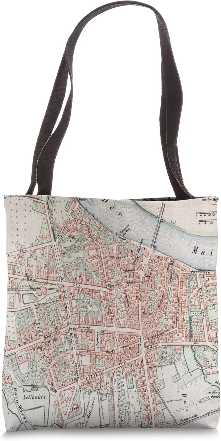 Vintage Offenbach am Main Germany Map (1861) Tote Bag