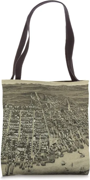 Vintage Pictorial Map of Newburyport MA (1880) Tote Bag