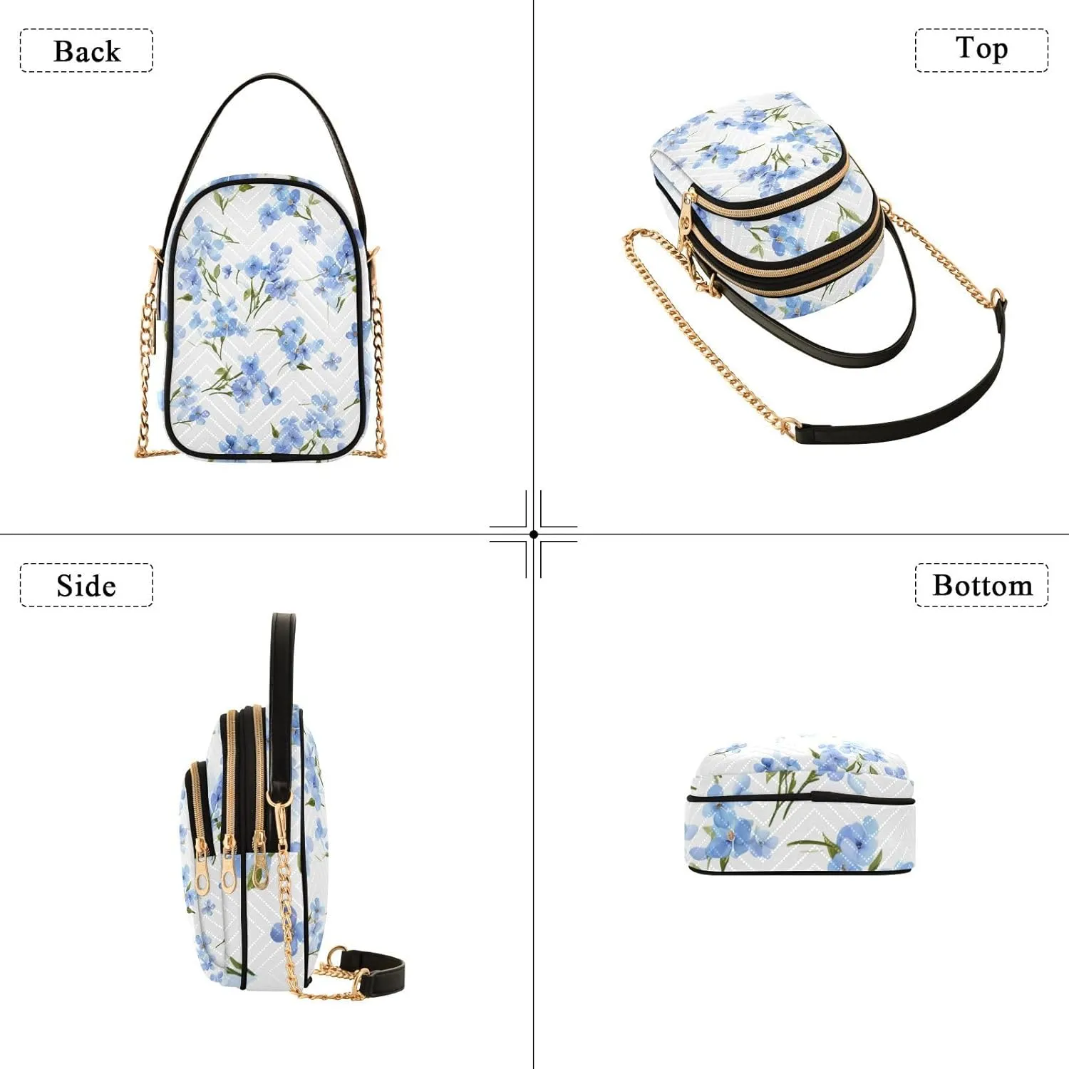 Vintage Roses on a White Womens Crossbody Bags, Handbag with Shoulder Strap, Fall Crossbody Purse
