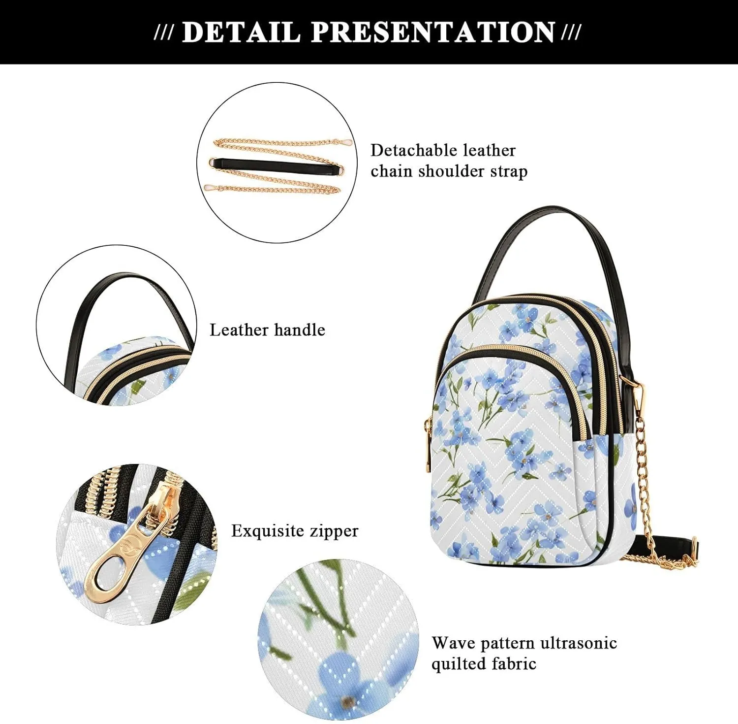 Vintage Roses on a White Womens Crossbody Bags, Handbag with Shoulder Strap, Fall Crossbody Purse