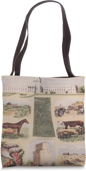 Vintage Saskatchewan Canada Pictorial Map (1923) Tote Bag