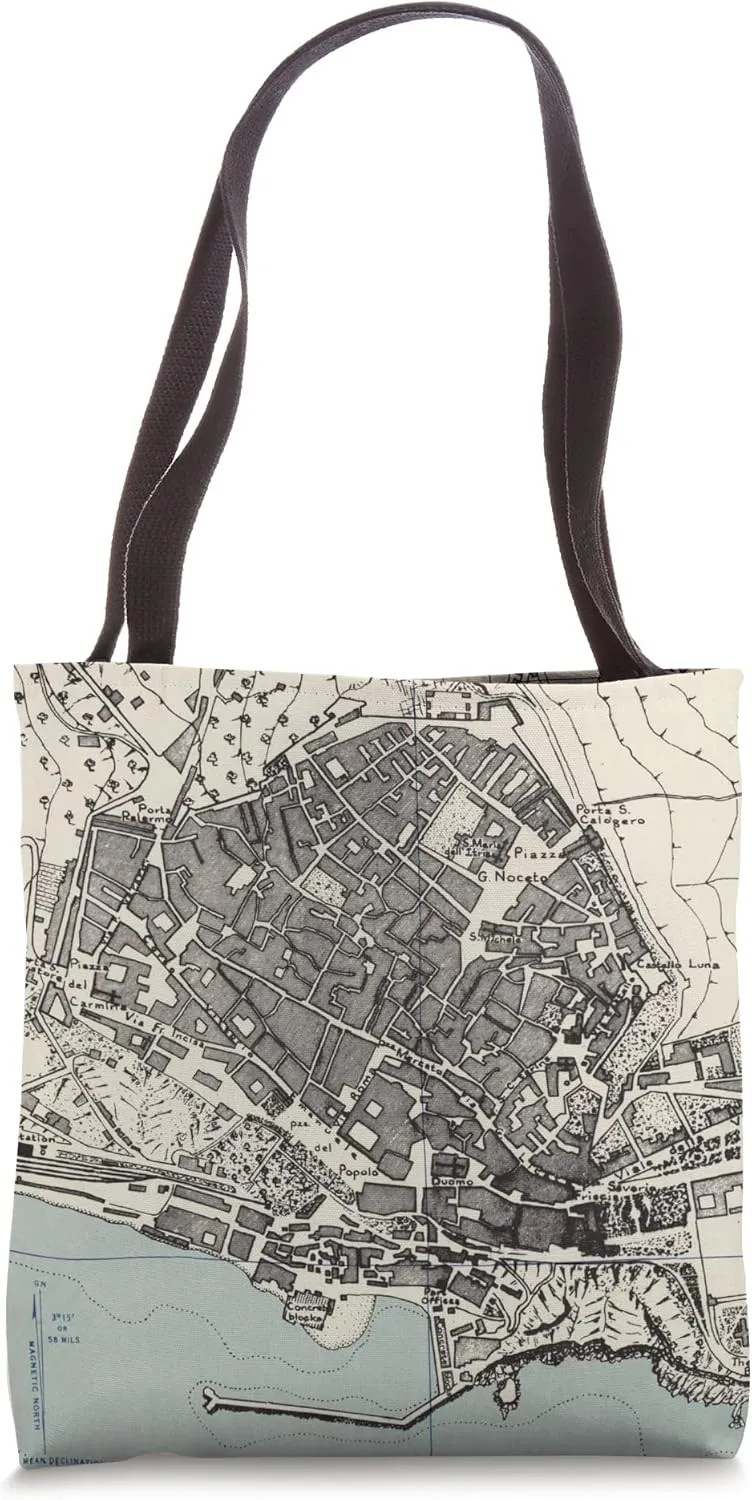 Vintage Sciacca Italy Map (1943) Tote Bag