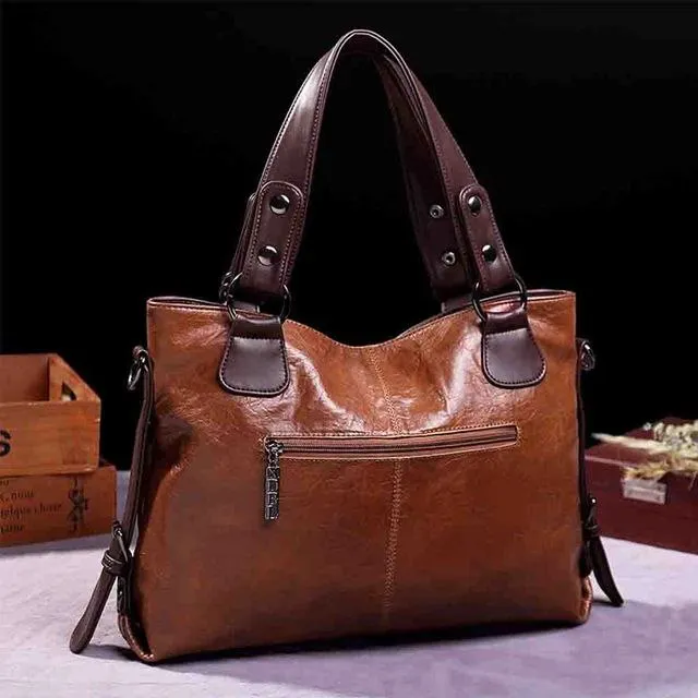 Vintage Women Handbag Large Capacity Soft Tote Handbag