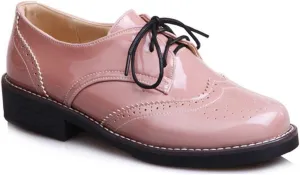 VOKLIN Women's Classic Flat Saddle Oxford Shoes Wingtip Lace Up Perforated Low Heel Vintage Oxfords Brogues