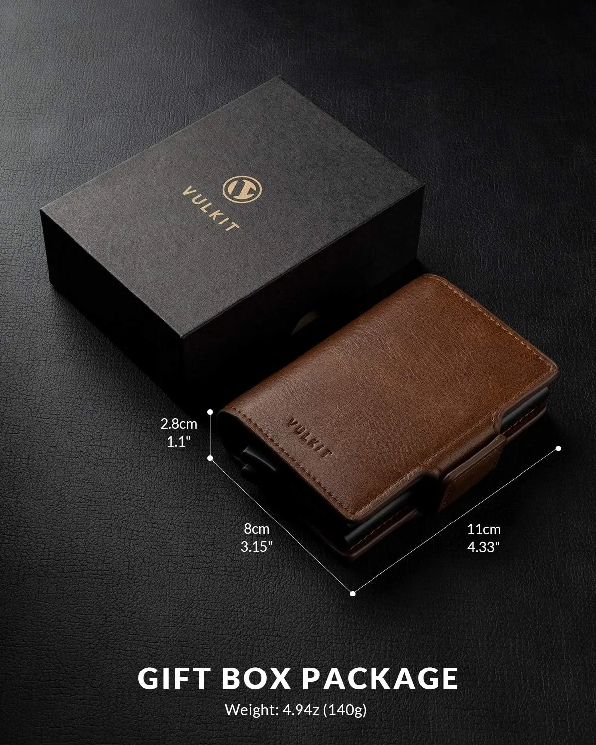 VULKIT Credit Card Holder RFID Blocking Leather Automatic Pop Up Wallet Magnetic Wallet Double Card Case for Men and Women