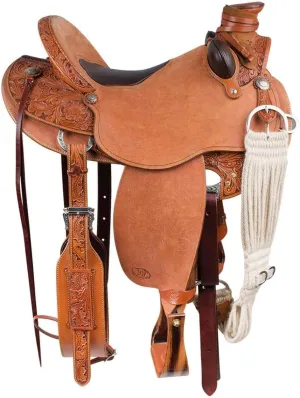 Wade Tree A Fork Premium Weern Leather Roping Ranch Work Horse Saddle Size 14 to 18 hes Seat (16 hes Seat),Brown