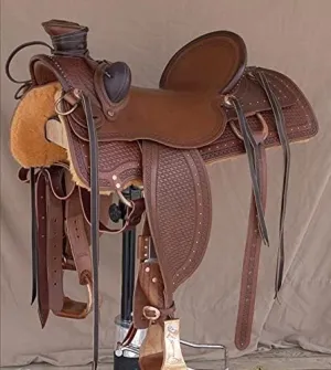 Wade Tree A Fork Work Horse Saddles Ranch Roping Roper Handmade Premium Leather Western Equestrian Trail Tack Saddle for Horse Riding Size: 10-18 inches Seat Available WOR312