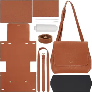 WADORN DIY Imitation Leather Shoulder Bag Sewing Set, Women's Crossbody Handbag Making Kits Imitation Leather Handmade Satchel Handbag Making Kit for Craft Bag Making Accessories, Saddle Brown