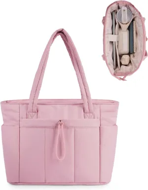 Wandering Nature Tote Bag for Women with Water Bottle Pocket Fit for Stanley Cup, Puffer Carry On Tote with Laptop Compartment and Trolley Sleeve for Work, Nurse, College, Travel
