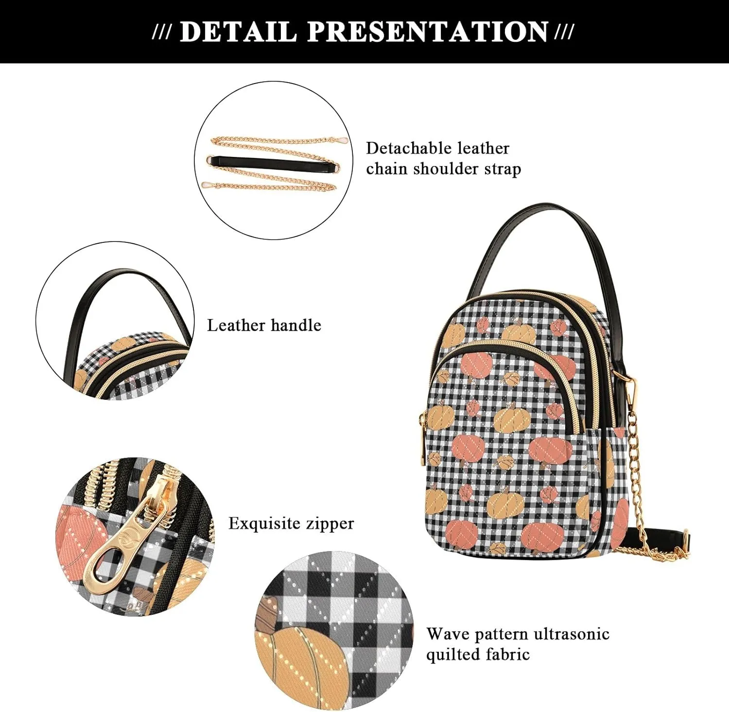 Warli Art Painting Elements Crossbody Bags Women Purse with Chain