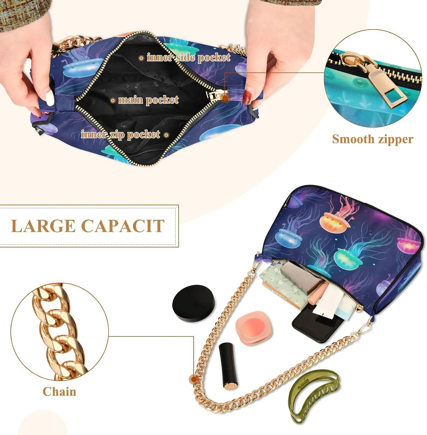 Watercolor Cat with Many Cats Women's Small Purse, Womens Shoulder Bags Crossbody