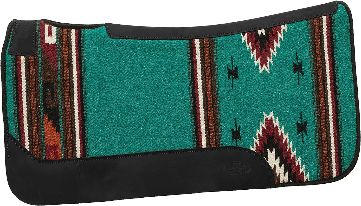 Weaver Equine 31" x 32" Contoured Single Weave Wool Blend Felt Horse Saddle Pad, Shock Absorbing Western Saddle Pad for Protection, Turquoise Pattern