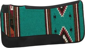 Weaver Equine 31" x 32" Contoured Single Weave Wool Blend Felt Horse Saddle Pad, Shock Absorbing Western Saddle Pad for Protection, Turquoise Pattern