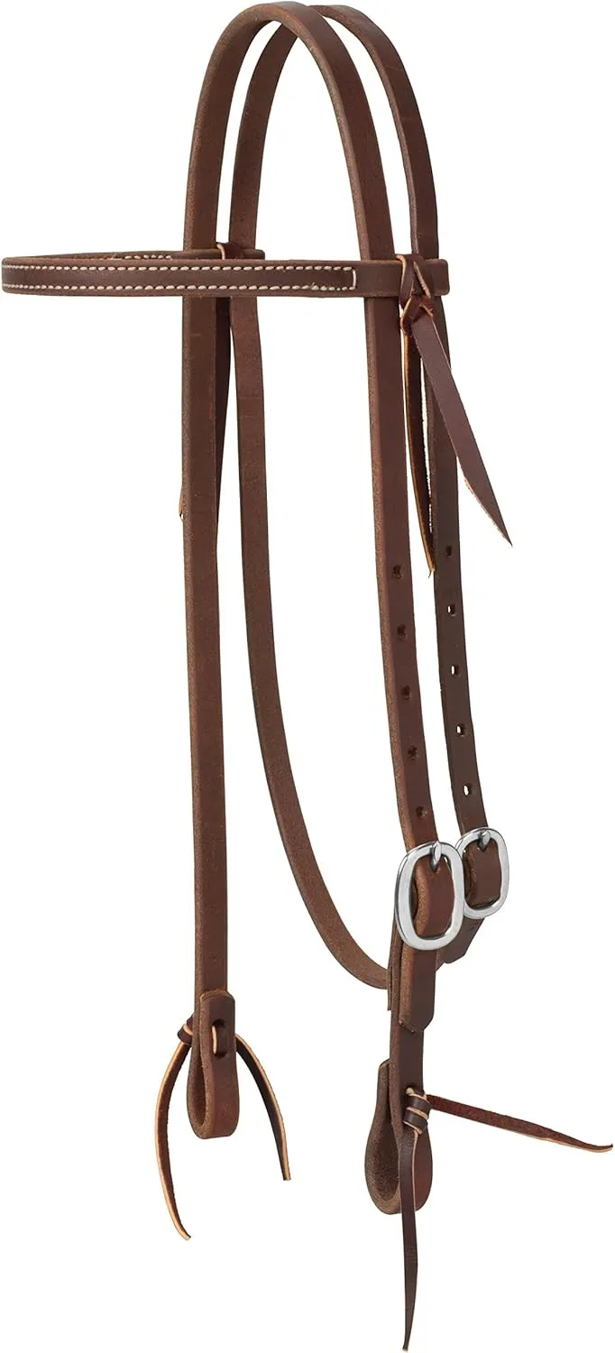 Weaver Leather Working Tack Straight Browband Stainless Steel Single Buckle Headstall, Oiled Canyon Rose, 5/8"