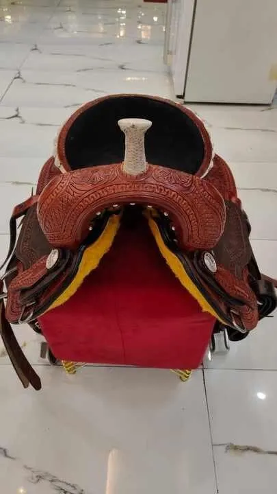 Western Barrel Racing Wooden Tree Horse Saddles Handmade Premium Leather Comfort Horses Trail Equestrian Tooled Carved Horse Saddle Riding Size: 10-18 inches Seat, KK05
