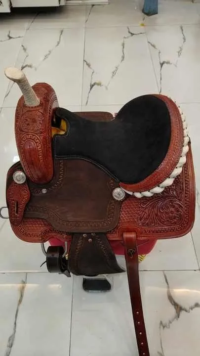 Western Barrel Racing Wooden Tree Horse Saddles Handmade Premium Leather Comfort Horses Trail Equestrian Tooled Carved Horse Saddle Riding Size: 10-18 inches Seat, KK05