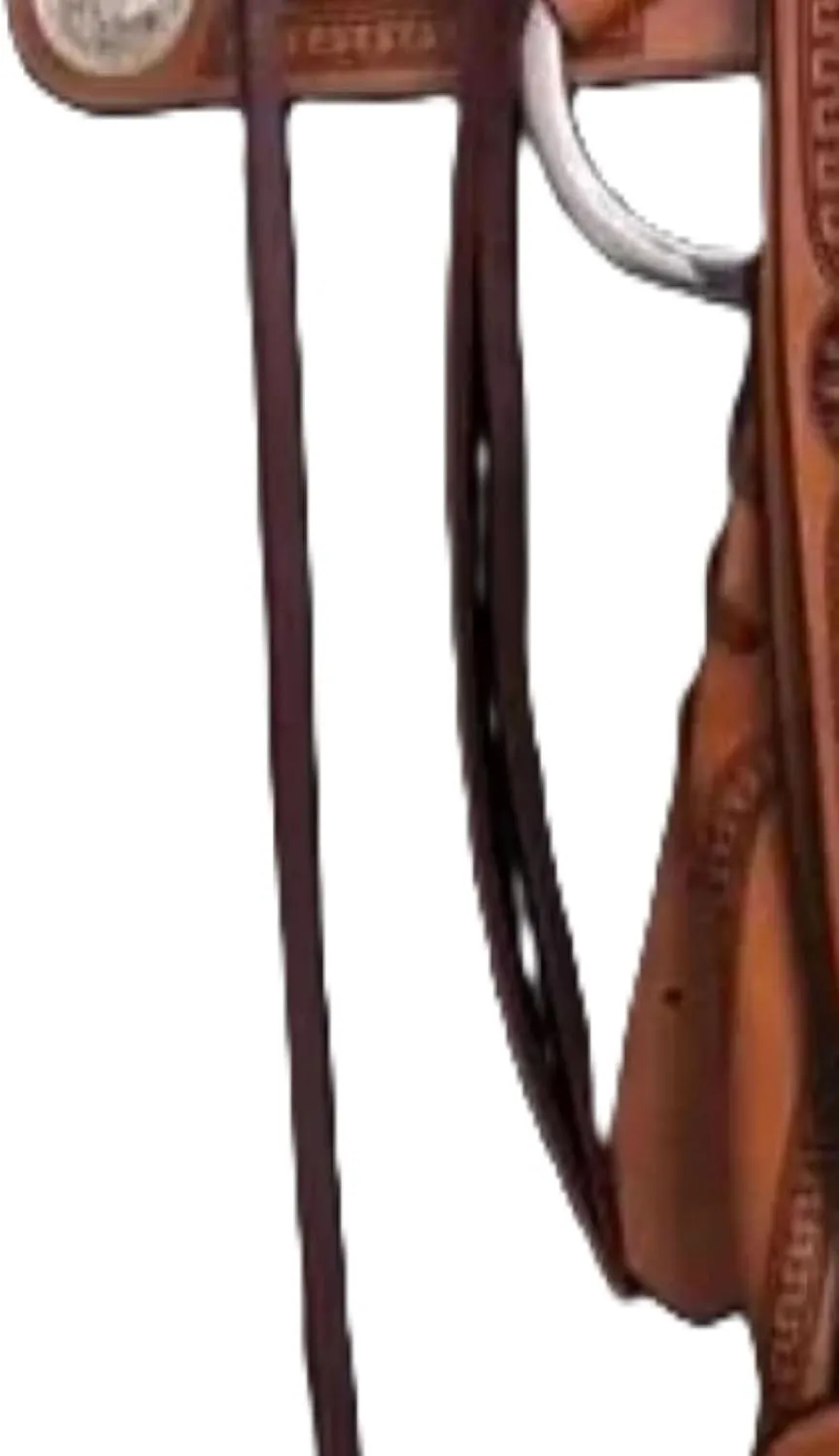 Western Deep Seat Full Carved and Tooled Leather Dark Tan Pleasure Trail Saddle Ranch Work Collection Head Stall Breast Collar, Reins Included Set-All Customization Available