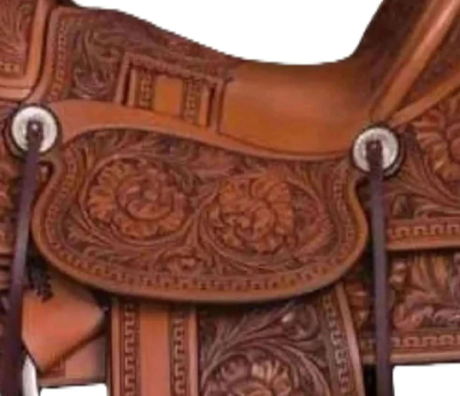 Western Deep Seat Full Carved and Tooled Leather Dark Tan Pleasure Trail Saddle Ranch Work Collection Head Stall Breast Collar, Reins Included Set-All Customization Available